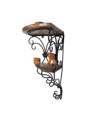 iron & wooden fancy double bracket shelf - 15806617 - Standard Image - 5