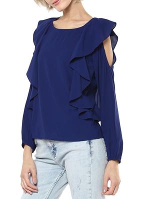 cold shoulder ruffle top - 15807599 - Standard Image - 2