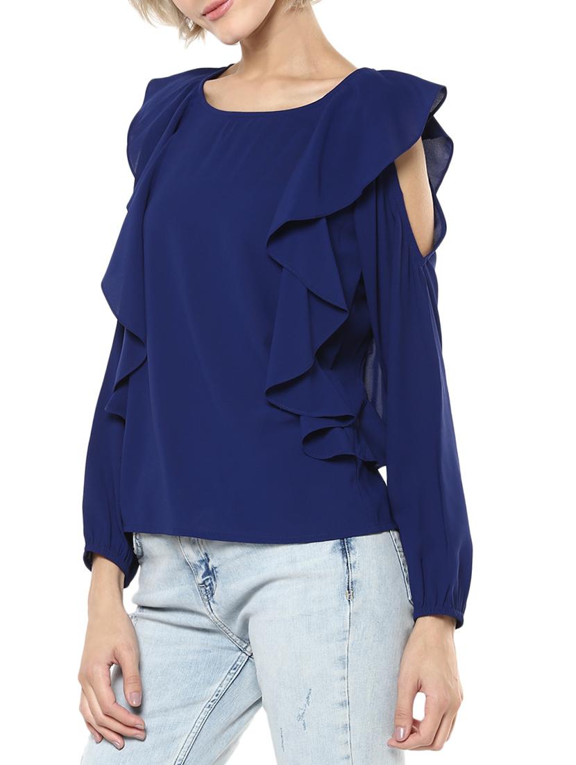 cold shoulder ruffle top - 15807599 - Zoom Image - 2