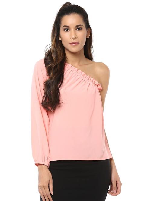 long sleeved single shoulder top - 15807609 - Standard Image - 1