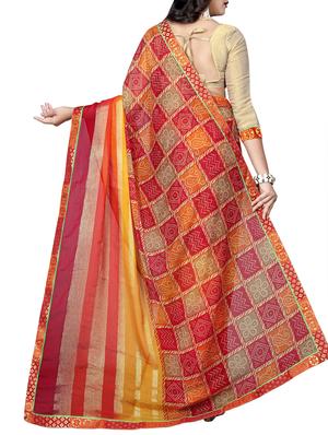 bandhani printed saree with blouse - 15809203 - Standard Image - 2