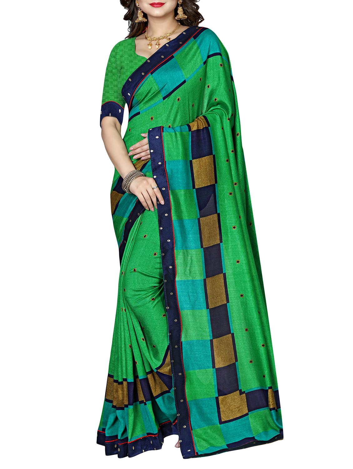 mirror bordered printed saree with blouse - 15809250 - Zoom Image - 1