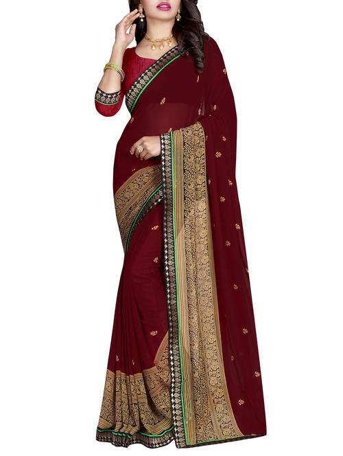 floral motif printed saree with blouse - 15809256 - Standard Image - 1