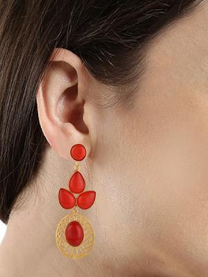 gold metal drop earring - 15810123 - Standard Image - 3