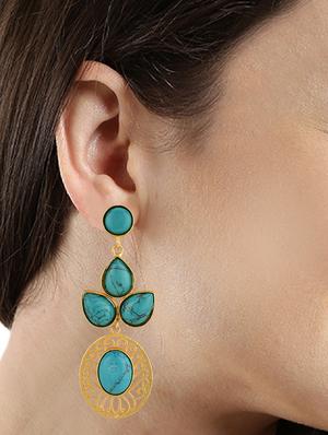 blue metal drop earring - 15810124 - Standard Image - 3