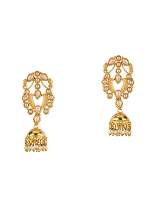 white metal jhumka earring - 15810127 - Standard Image - 1