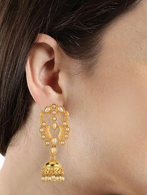 white metal jhumka earring - 15810127 - Standard Image - 3