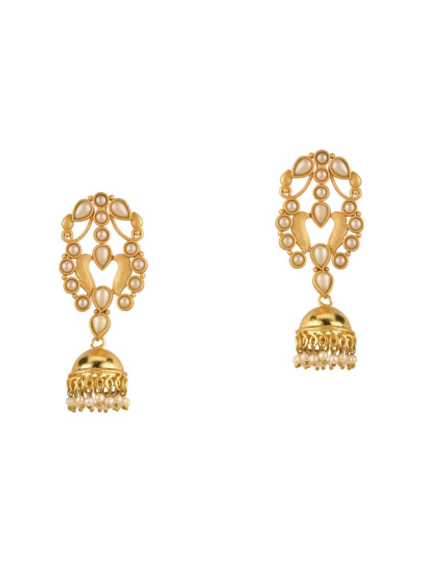 white metal jhumka earring - 15810127 - Zoom Image - 1