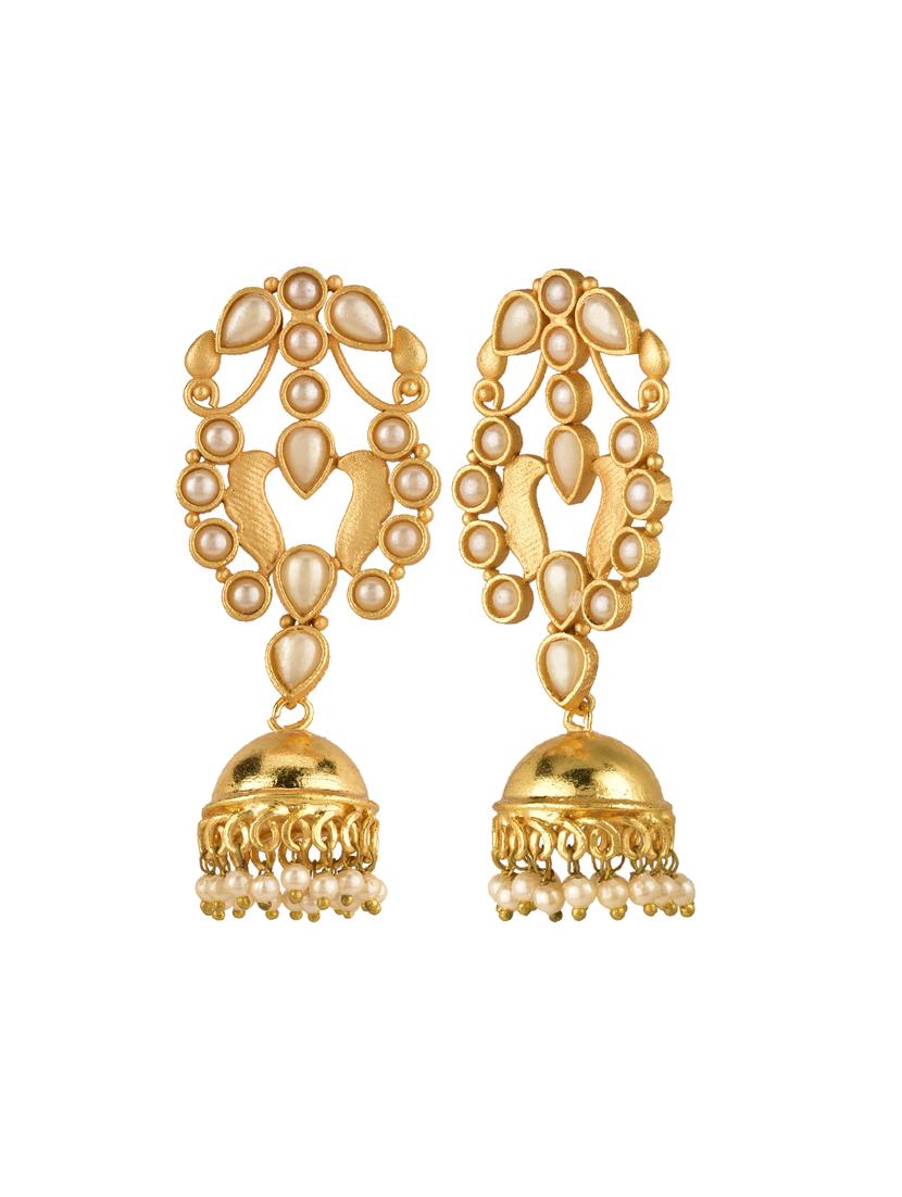 white metal jhumka earring - 15810127 - Zoom Image - 2