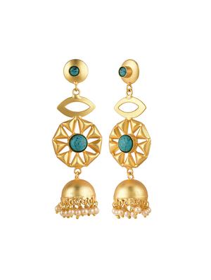 blue metal jhumka earring - 15810128 - Standard Image - 2