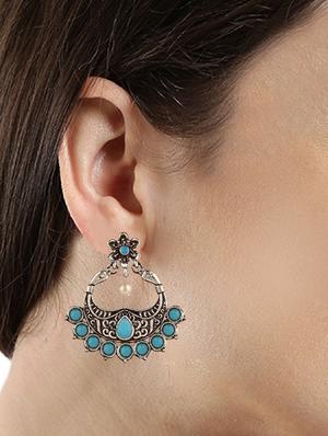 blue metal drop earring - 15810138 - Standard Image - 3