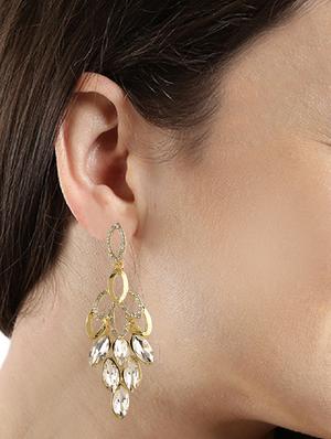 silver metal drop earring - 15810151 - Standard Image - 3