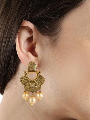 silver metal drop earring - 15810154 - Standard Image - 3