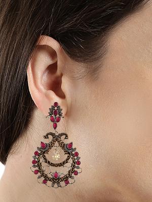 silver metal drop earring - 15810164 - Standard Image - 3