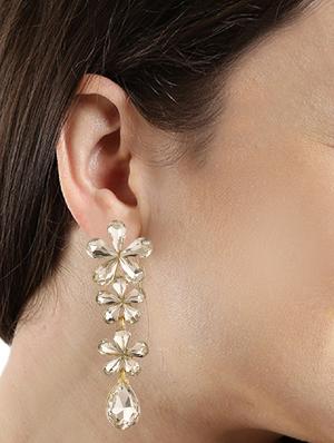 silver metal drop earring - 15810169 - Standard Image - 2