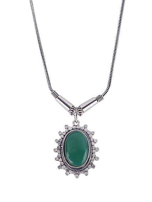 green silver metal chain pendant - 15810304 - Standard Image - 1