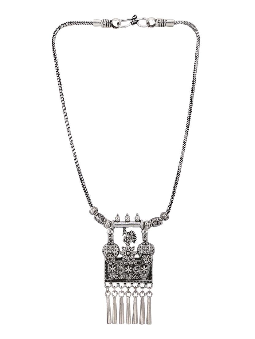 silver metal chain necklace - 15810316 - Zoom Image - 2