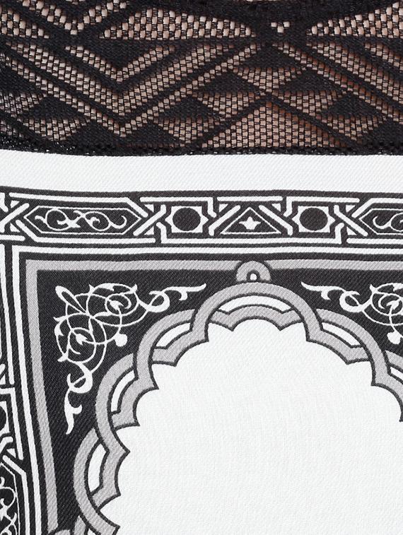mesh yoke straight printed kurta - 15810625 - Zoom Image - 4