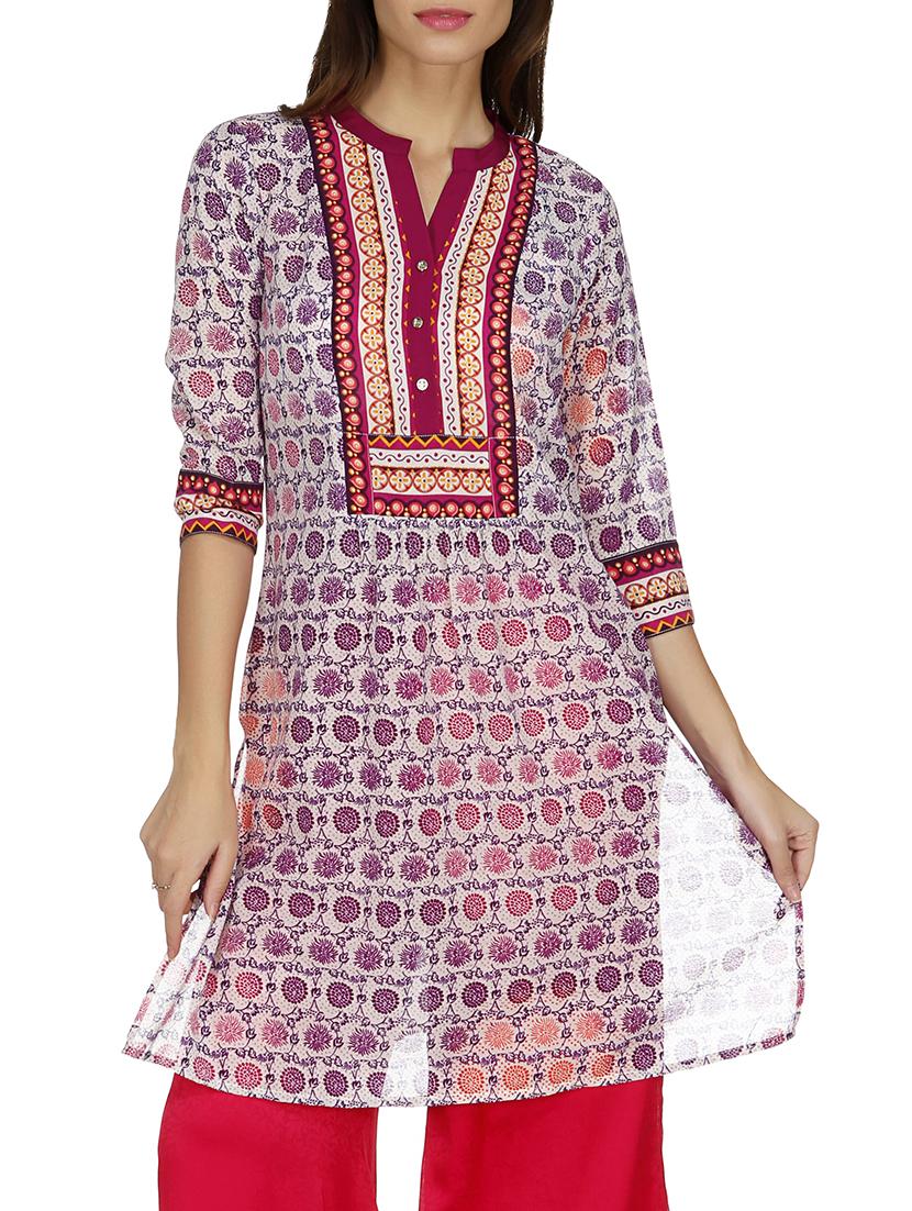 floral printed straight kurta - 15810632 - Zoom Image - 1