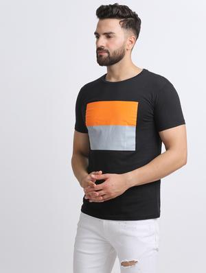 black chest print t-shirt - 15811052 - Standard Image - 2