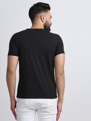 black chest print t-shirt - 15811052 - Standard Image - 3