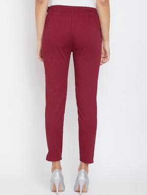 wine solid slim fit trousers - 15811542 - Standard Image - 3