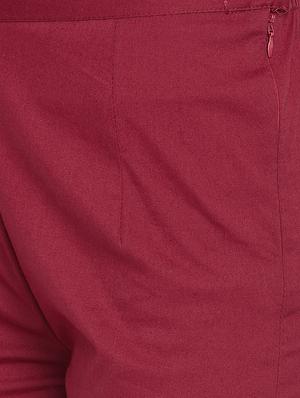 wine solid slim fit trousers - 15811542 - Standard Image - 4