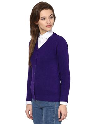 navy solid v-neck cardigan - 15811723 - Standard Image - 2