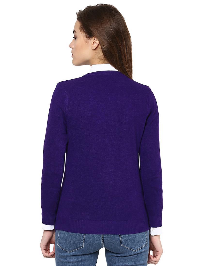 navy solid v-neck cardigan - 15811723 - Zoom Image - 3