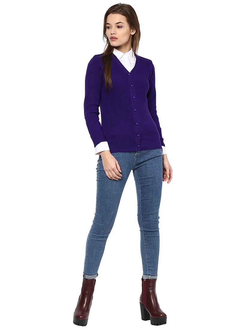 navy solid v-neck cardigan - 15811723 - Zoom Image - 4