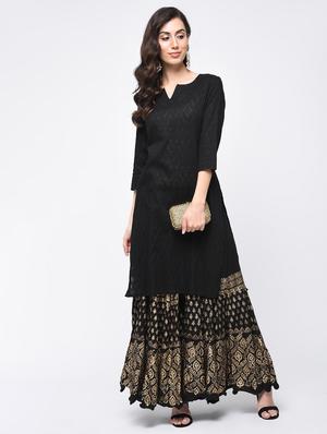 foil printed flared palazzo - 15812910 - Standard Image - 4