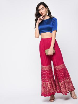 foil printed flared palazzo - 15812914 - Standard Image - 4