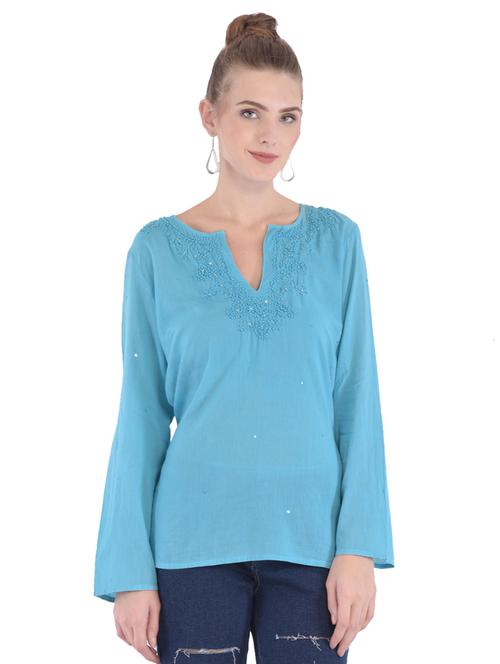 tie back embroidered top - 15813938 - Standard Image - 1