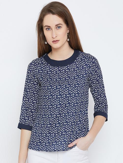 binding detail round neck top - 15814341 - Standard Image - 1