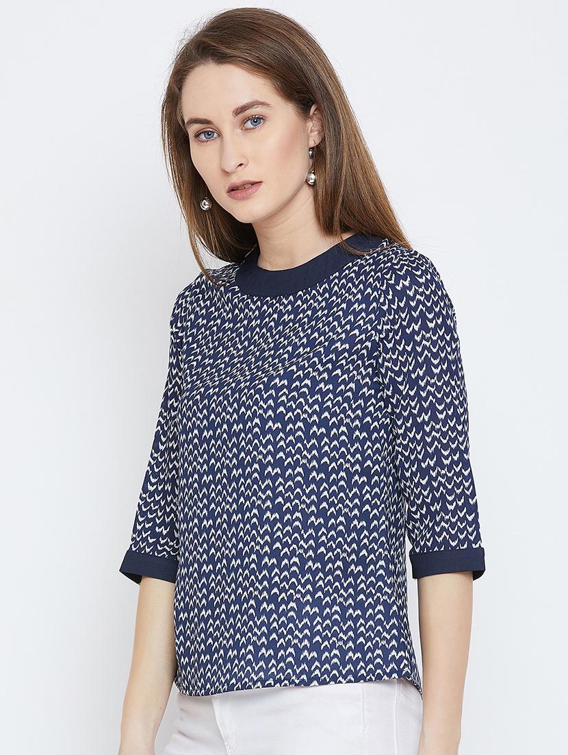 binding detail round neck top - 15814341 - Zoom Image - 2