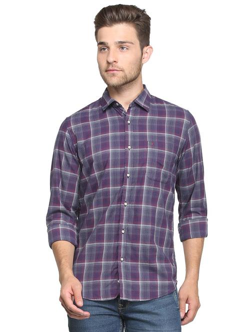 purple checkered casual shirt - 15814428 - Standard Image - 1