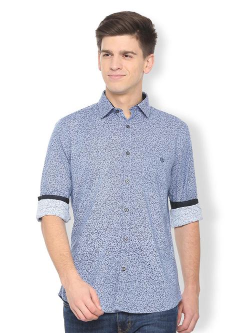 blue printed casual shirt - 15814521 - Standard Image - 1