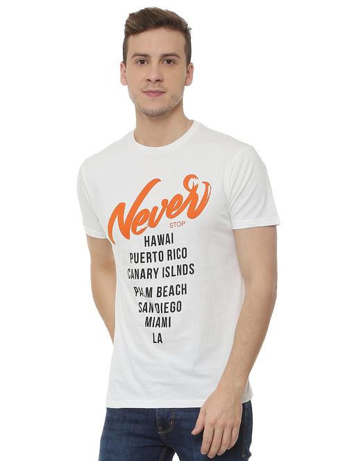 white typographic front print t-shirt - 15814584 - Standard Image - 1
