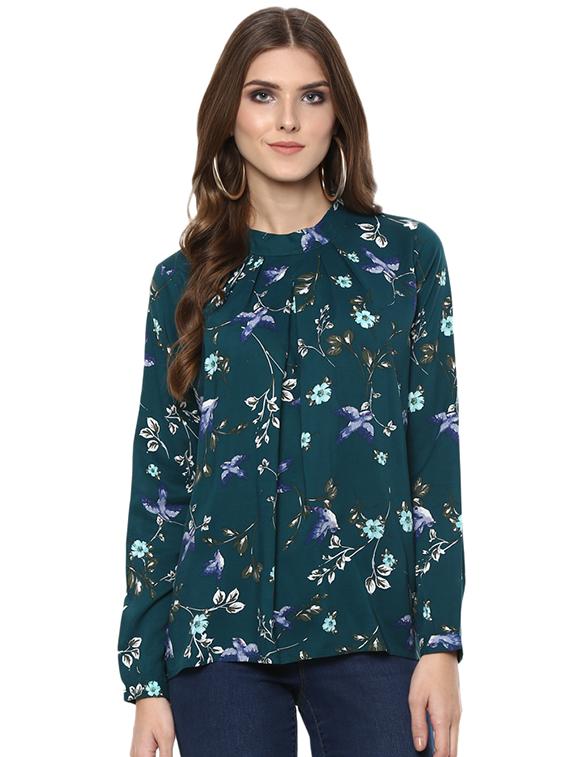 pleated neck floral top - 15814646 - Zoom Image - 1
