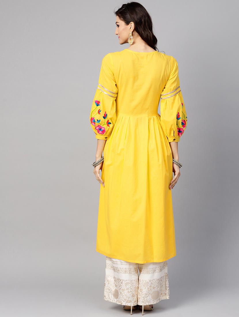 embroidered a-line kurta - 15814658 - Zoom Image - 3
