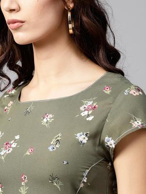 floral side tab detail a-line dress - 15814668 - Standard Image - 4