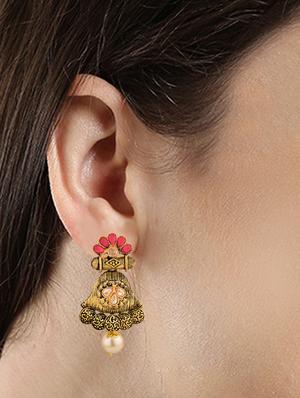 orange metal chandellier earring - 15814693 - Standard Image - 3