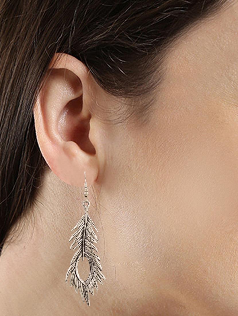 silver metal drop earring - 15814695 - Zoom Image - 3
