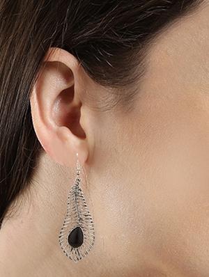 silver metal drop earring - 15814696 - Standard Image - 3