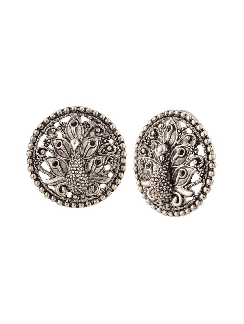 silver metal studs earring - 15814699 - Zoom Image - 2