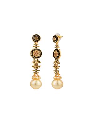 gold metal drop earring - 15814706 - Standard Image - 2