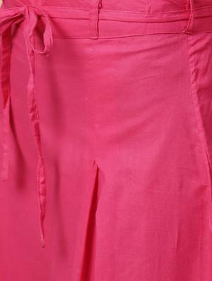 fuchsia gota patti flared kurta palazzo set - 15814800 - Standard Image - 5