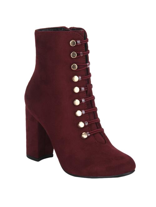 maroon ankle zipper boots - 15814841 - Standard Image - 1