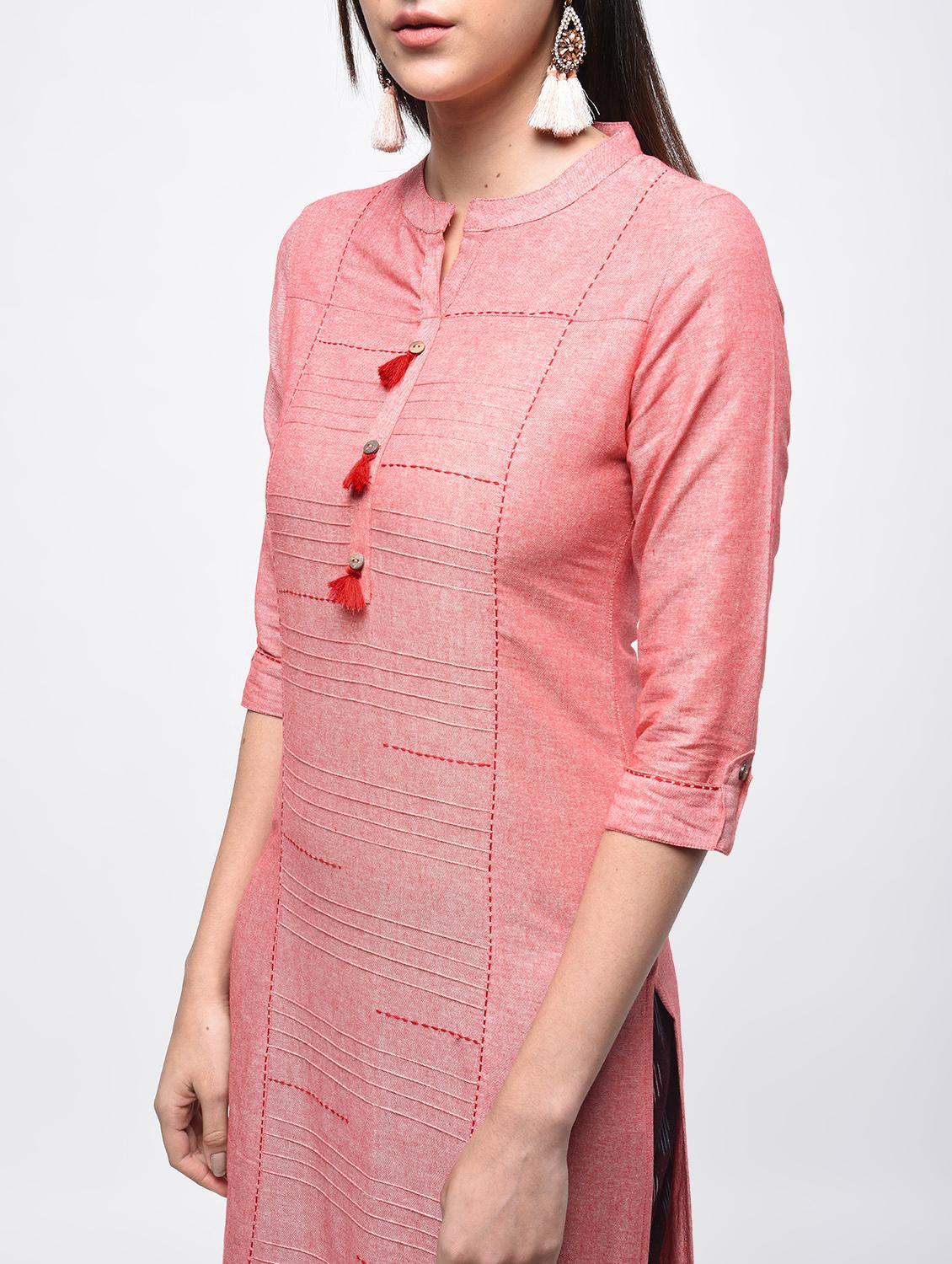 pintucks straight kurta - 15814858 - Zoom Image - 4