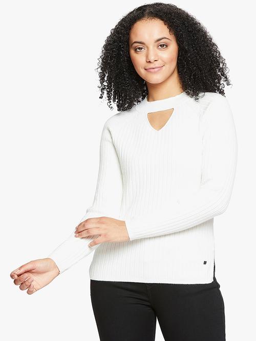 Ribbed key hole neck pullover - 15814969 - Standard Image - 1
